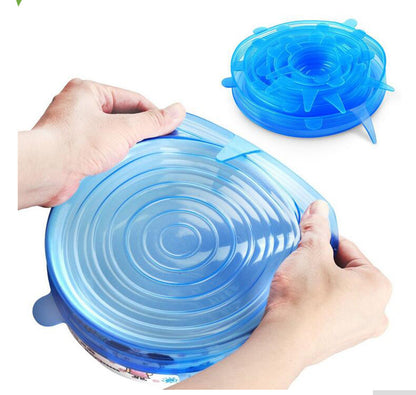 European standard six-piece silicone plastic wrap vegetable and fruit fresh-keeping cover food silicone bowl cover silicone cup cover